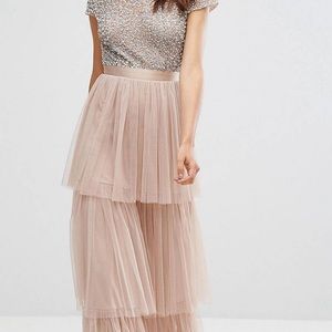 Maya Layered Cap Sleeve Maxi Dress